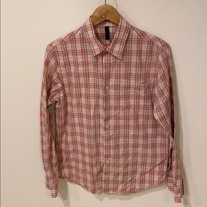 Pink grey white RVCA men’s small button down.